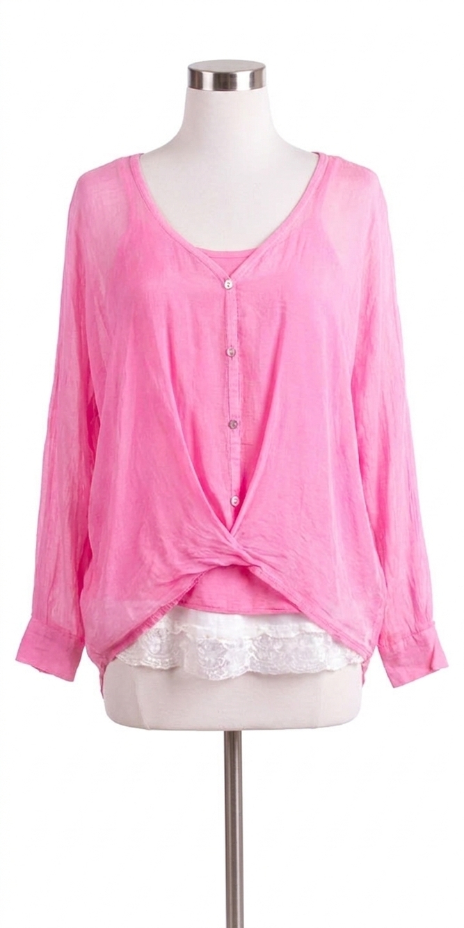 NEW GIGI MODA ryana long sleeve blouse in hot pink